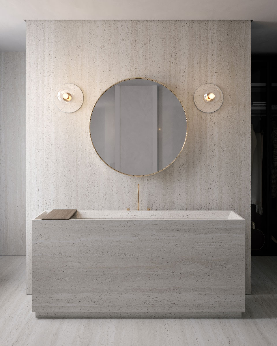 Terza Dimensione Bathroom Stone T Keramik Waschtisch und Badezimmer
