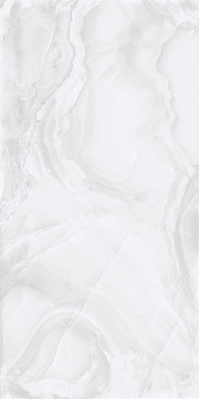 Terza Dimensione Onyx White Marmoroptik Keramikplatte fuer elegante Innenraeume