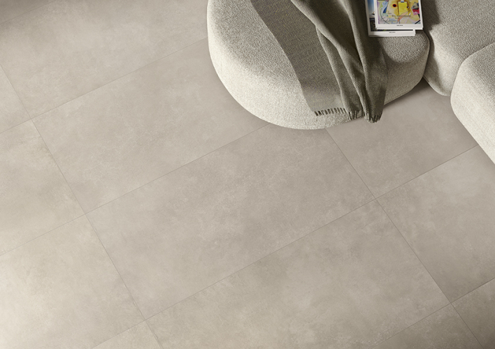 Caesar Wide Feinsteinzeug in Betonoptik und Grossformaten bei Keramik Girola in Allschwil bei Basel